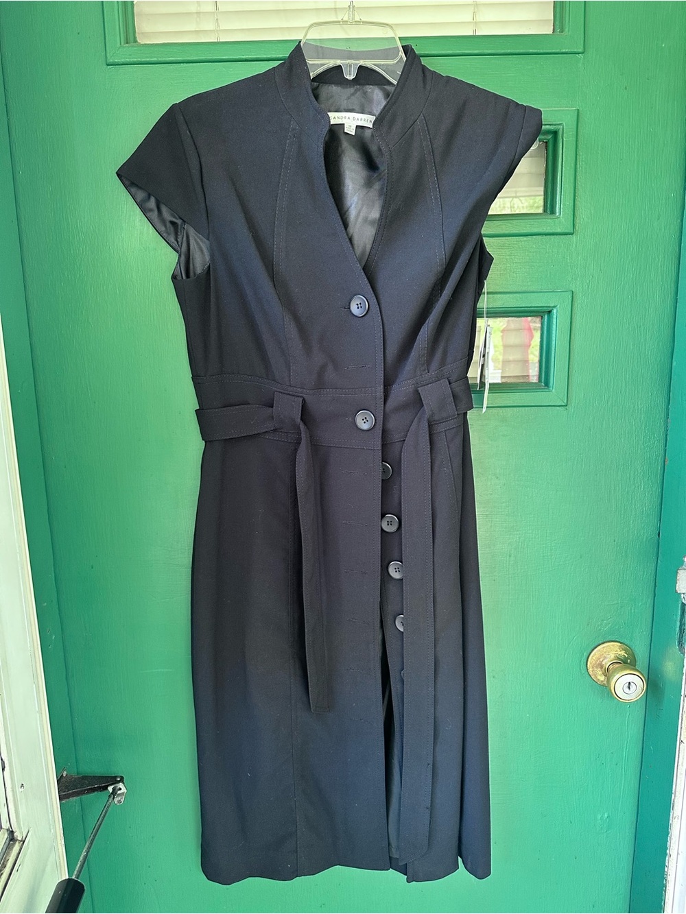 Anna Sui Black Midi Button-Front Belted Dress